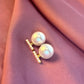 Elegant Pearl and Gold Moon Stud Earrings