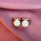 Elegant Pearl and Gold Moon Stud Earrings
