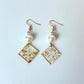 Elegant Gold Leaf Resin and Pearl Dangle Earrings
