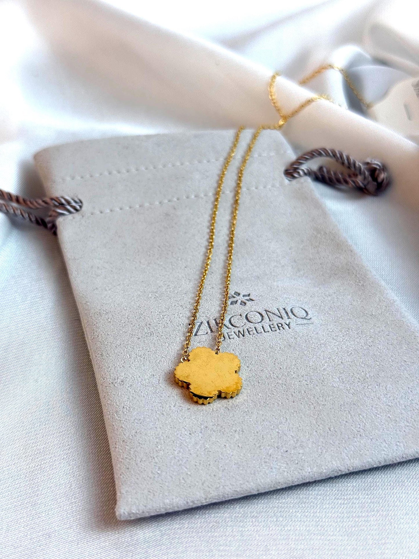 Gold Plated Black Gold Clover Necklace
