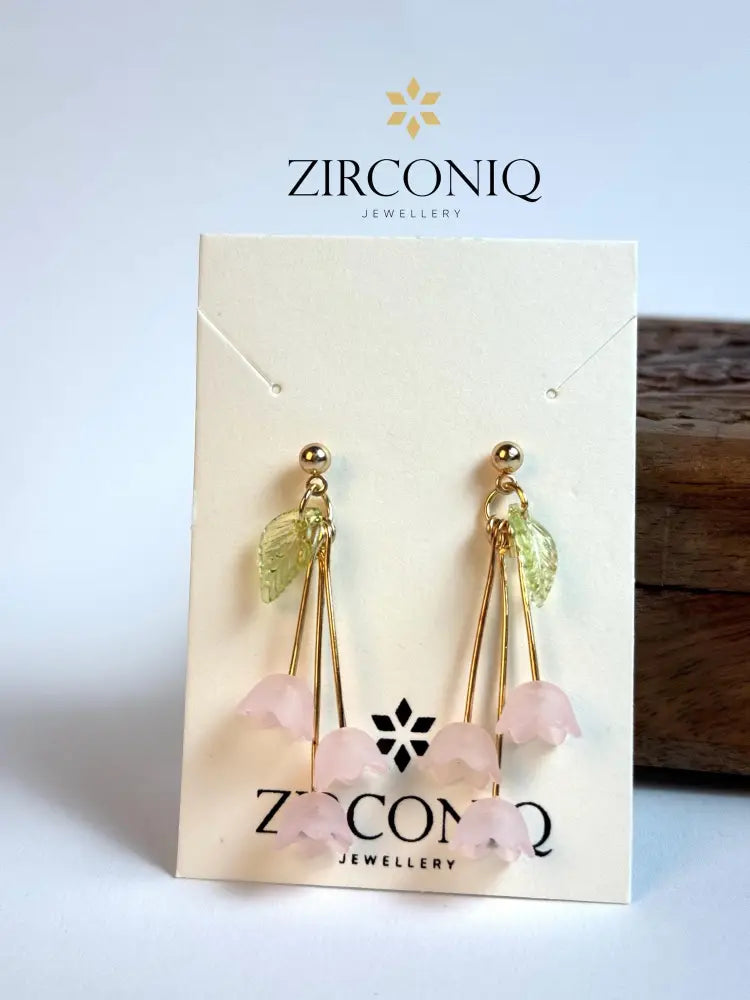 Lily of the Valley Earrings Flower Earrings - Pink