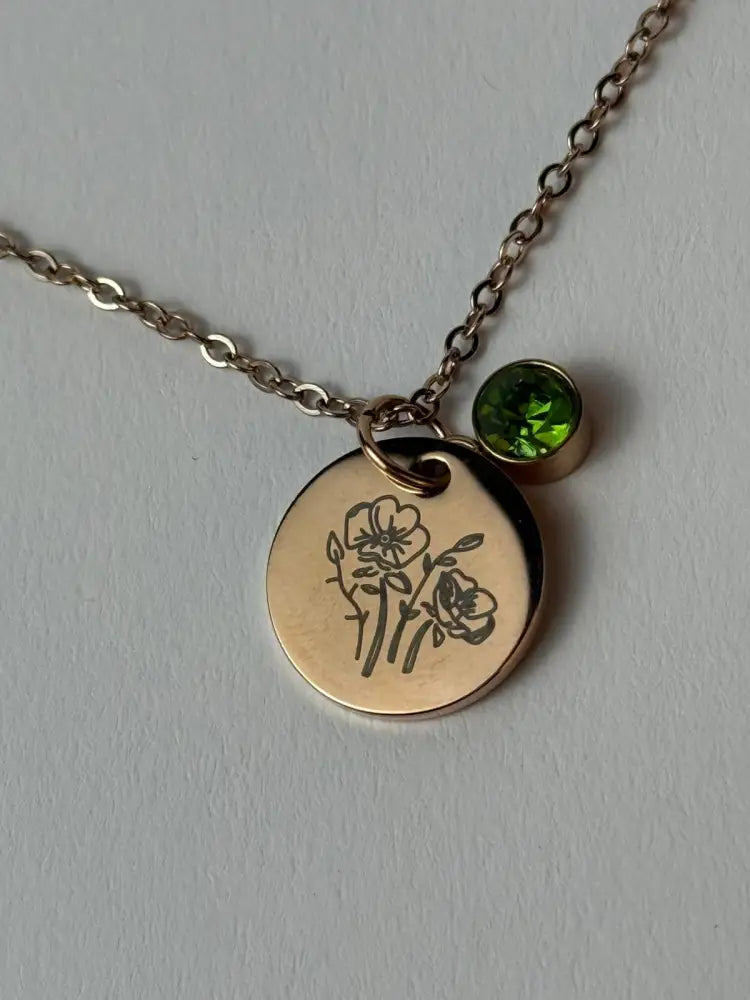 Personalized Birthstone Pendant - Rose Gold - Shell Pendant