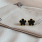 Gold Plated Black Clover Earrings, Lucky Five Leaves  Clover Earrings, Stainless Steel Gold Plated Earrings, Lucky Jewelry for Her