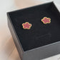 Gold Plated Red Clover Earrings, Lucky Five Leaves  Clover Earrings, Stainless Steel Gold Plated Earrings, Lucky Jewelry for Her
