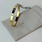 Zircon Studded Stainless Steel Gold Plated Bangle Bracelet - Yellow Gold