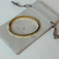 Zircon Studded Stainless Steel Gold Plated Bangle Bracelet - Yellow Gold