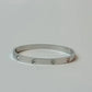 Zircon Studded Stainless Steel Silver Plated Bangle Bracelet - Silver